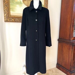 Vtg St John Collection by Marie Gray Long Black Cashmere Coat Sz 12